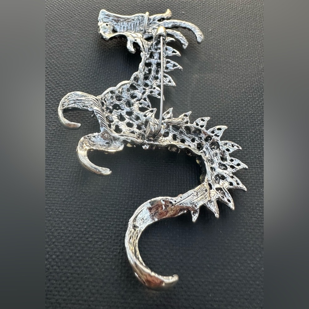 Colorful Crystal Dragon Brooch - Picture 3 of 4